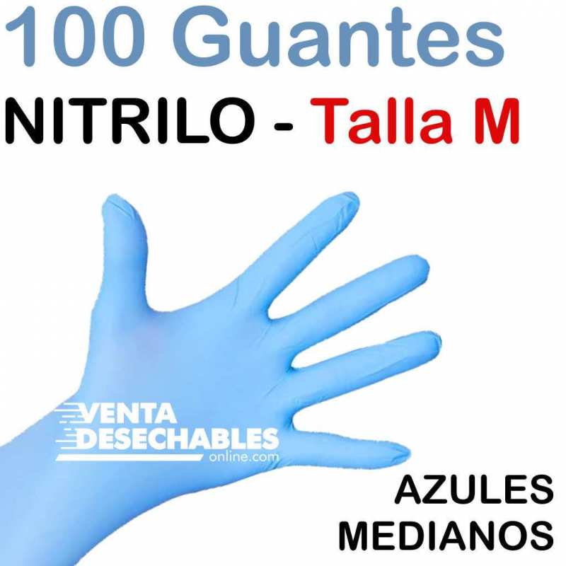 Caja 100 guantes azules nitrilo talla M