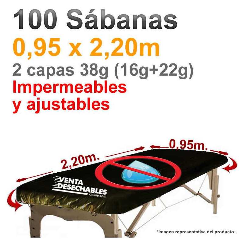 100 uds Sábanas desechable ajustables negro 95x220cm